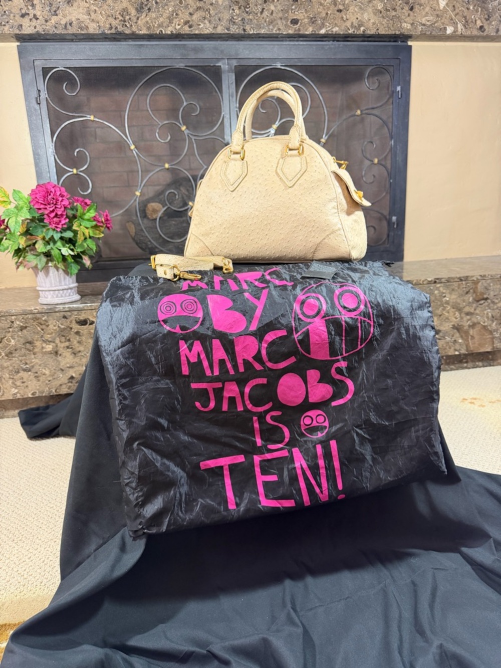 Marc Jacobs Pale Yellow Quilted Satchel with Gold Hardware